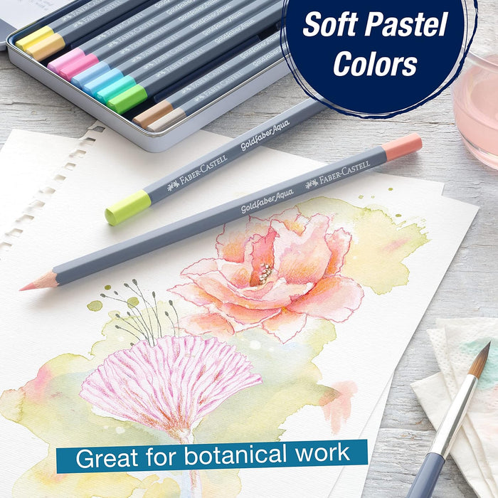 Faber-Castell Goldfaber Aqua Pastel Watercolor Pencils - 12 Pastel Water Colored Pencils, Water Color Pencils for Painting and Drawing
