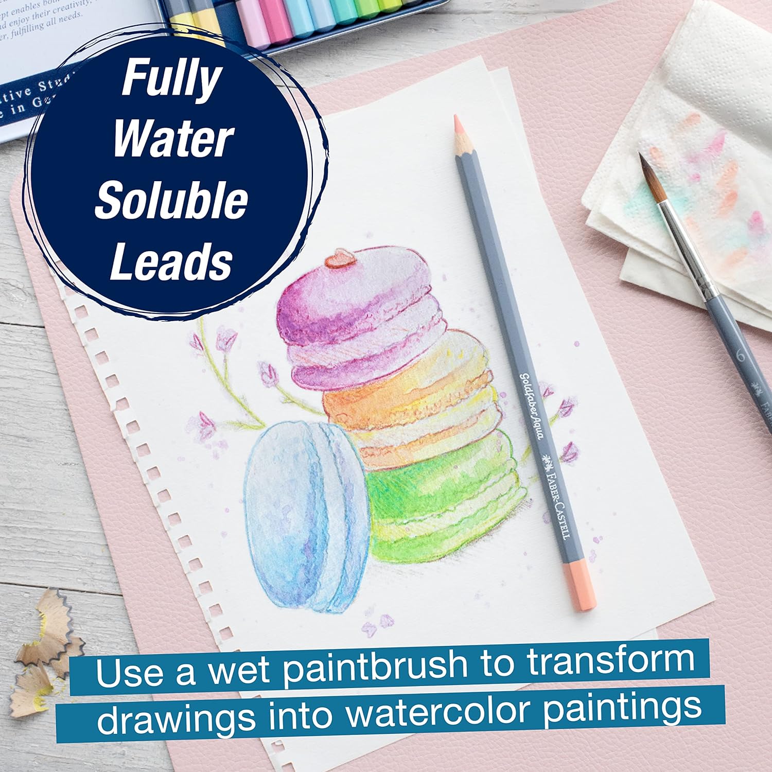 Faber-Castell Goldfaber Aqua Pastel Watercolor Pencils - 12 Pastel Water Colored Pencils, Water Color Pencils for Painting and Drawing