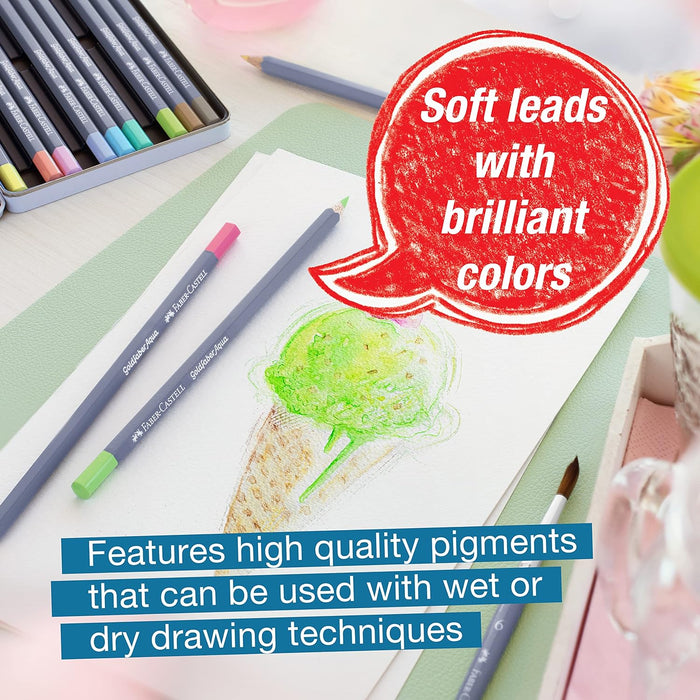 Faber-Castell Goldfaber Aqua Pastel Watercolor Pencils - 12 Pastel Water Colored Pencils, Water Color Pencils for Painting and Drawing