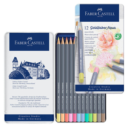 Faber-Castell Goldfaber Aqua Pastel Watercolor Pencils - 12 Pastel Water Colored Pencils, Water Color Pencils for Painting and Drawing