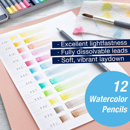 Faber-Castell Goldfaber Aqua Pastel Watercolor Pencils - 12 Pastel Water Colored Pencils, Water Color Pencils for Painting and Drawing
