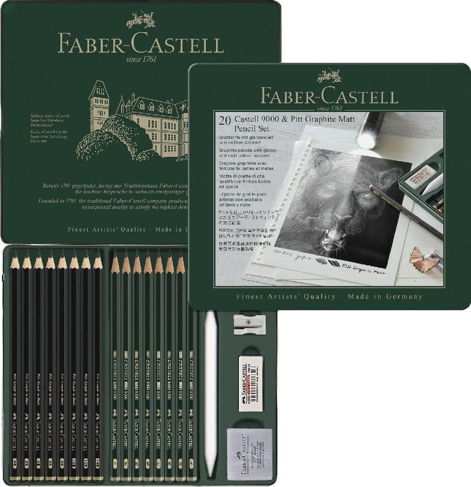 Faber-Castell 9000 & Pitt Graphite Matt Pencil Set, gray (115224
