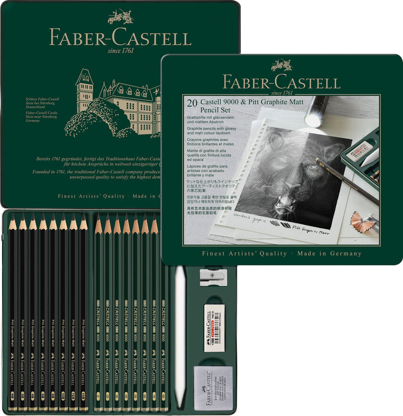 Faber-Castell 9000 & Pitt Graphite Matt Pencil Set, gray (115224