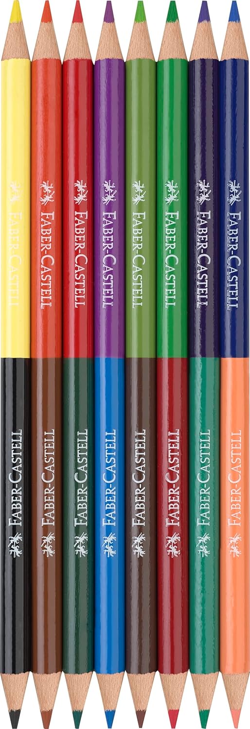 Faber-Castell Bicolor Colour Pencils Set - 8 Pencils, Multicolor (116197