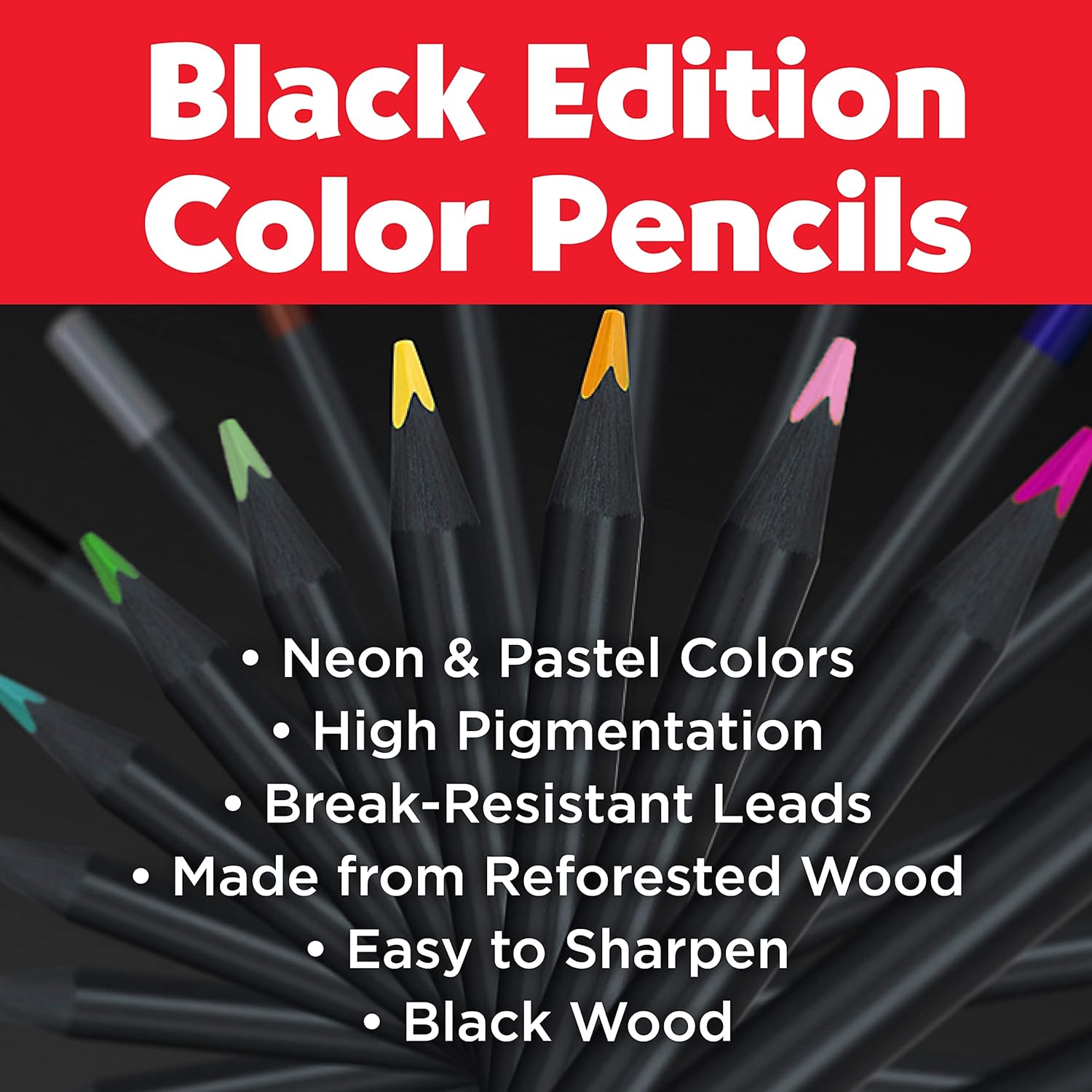 Faber Castell Colouring Pencils Black Edition Neon and Pastel Colours, Set of 12 tin of 12, Multicolor (116410