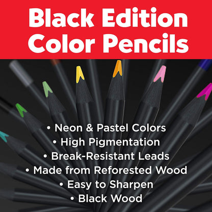Faber Castell Colouring Pencils Black Edition Neon and Pastel Colours, Set of 12 tin of 12, Multicolor (116410
