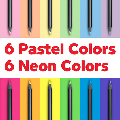Faber Castell Colouring Pencils Black Edition Neon and Pastel Colours, Set of 12 tin of 12, Multicolor (116410