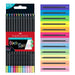 Faber Castell Colouring Pencils Black Edition Neon and Pastel Colours, Set of 12 tin of 12, Multicolor (116410