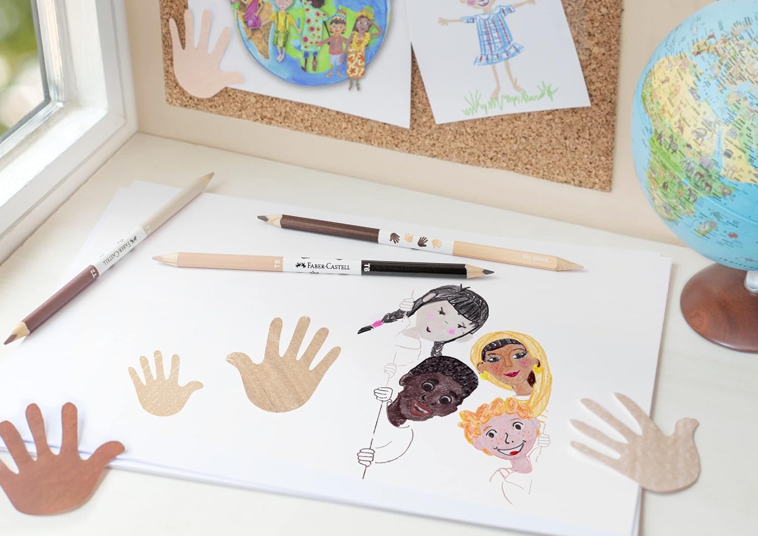 Faber-Castell 116511 - Bicolor Buntstifte Children of the World, verschiedene Hautfarben, skin tones