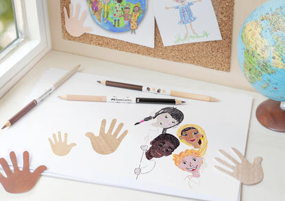 Faber-Castell 116511 - Bicolor Buntstifte Children of the World, verschiedene Hautfarben, skin tones