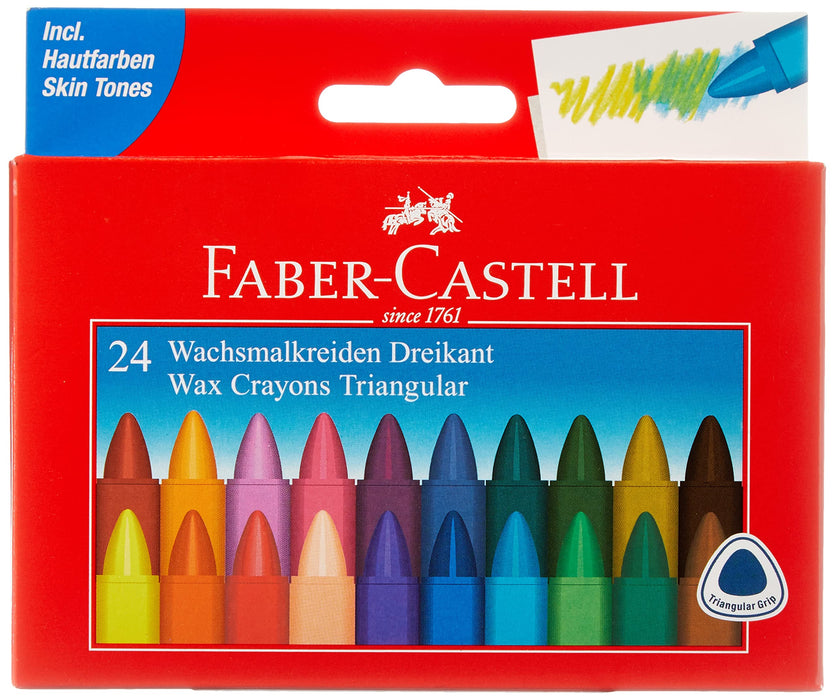 Faber-Castell Wax Crayons Pack of 12 or 24 in Case