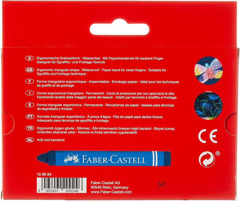 Faber-Castell Wax Crayons Pack of 12 or 24 in Case