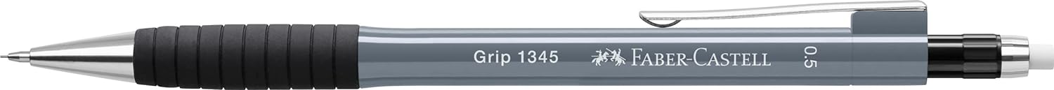 Faber-Castell 134589 Grip 1345 Stone Grey - Portaminas (dureza B, grosor de la mina 0,5 mm, con goma de borrar integrada, 1 unidad)
