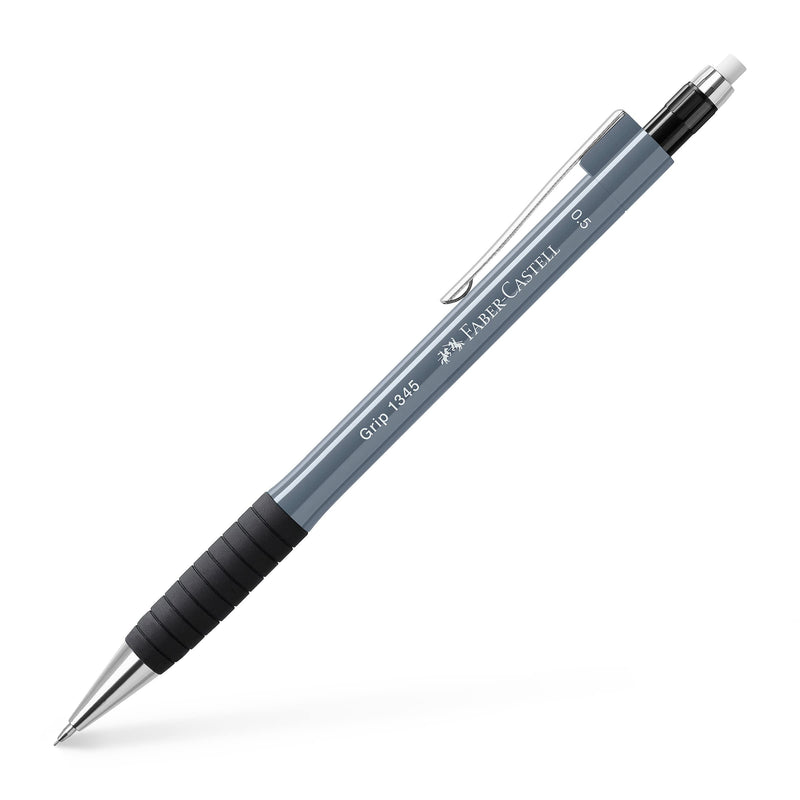 Faber-Castell 134589 Grip 1345 Stone Grey - Portaminas (dureza B, grosor de la mina 0,5 mm, con goma de borrar integrada, 1 unidad)
