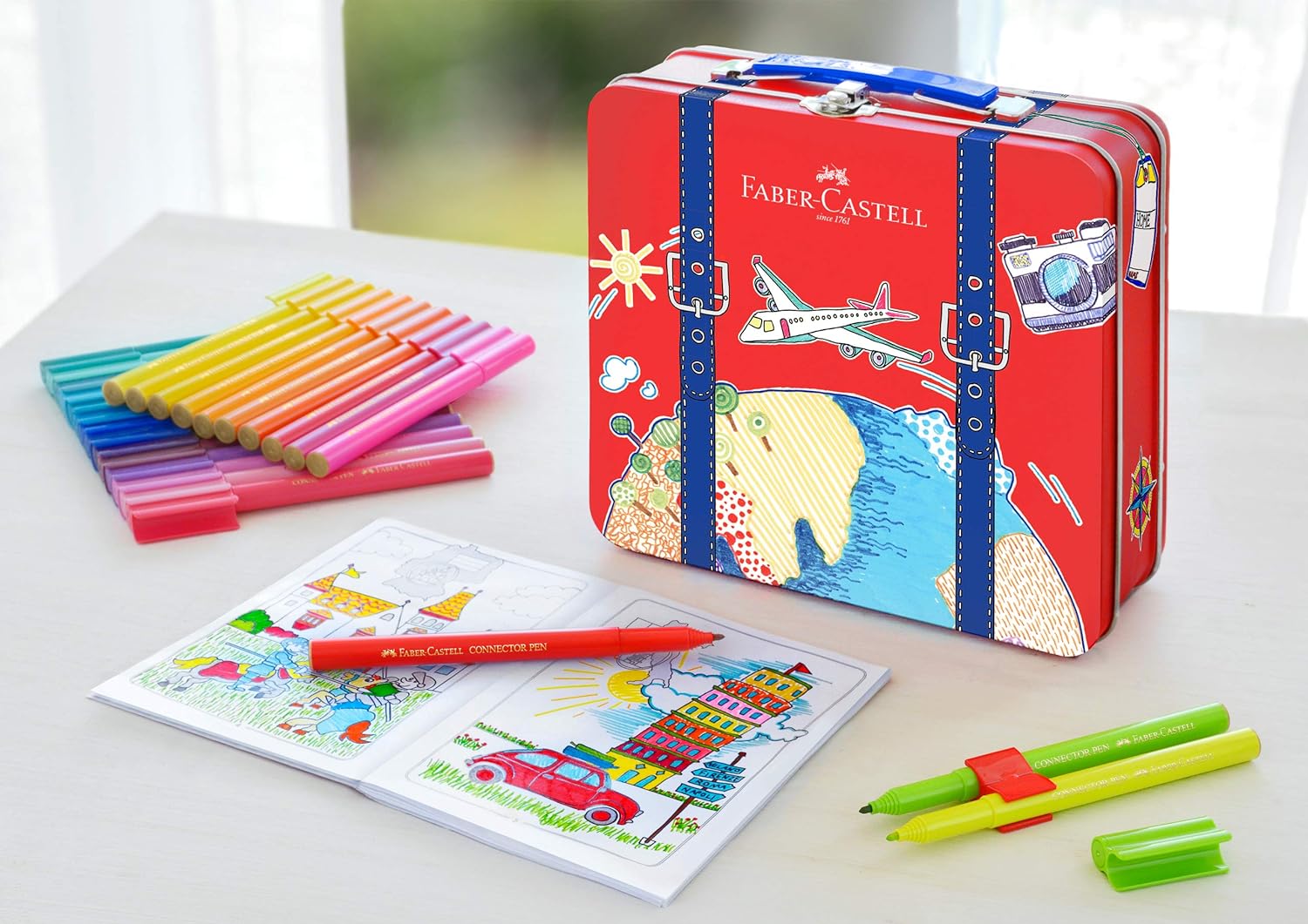 Faber-Castell - Connector Fibre-tip pen in suitcase, 40 pc (155535