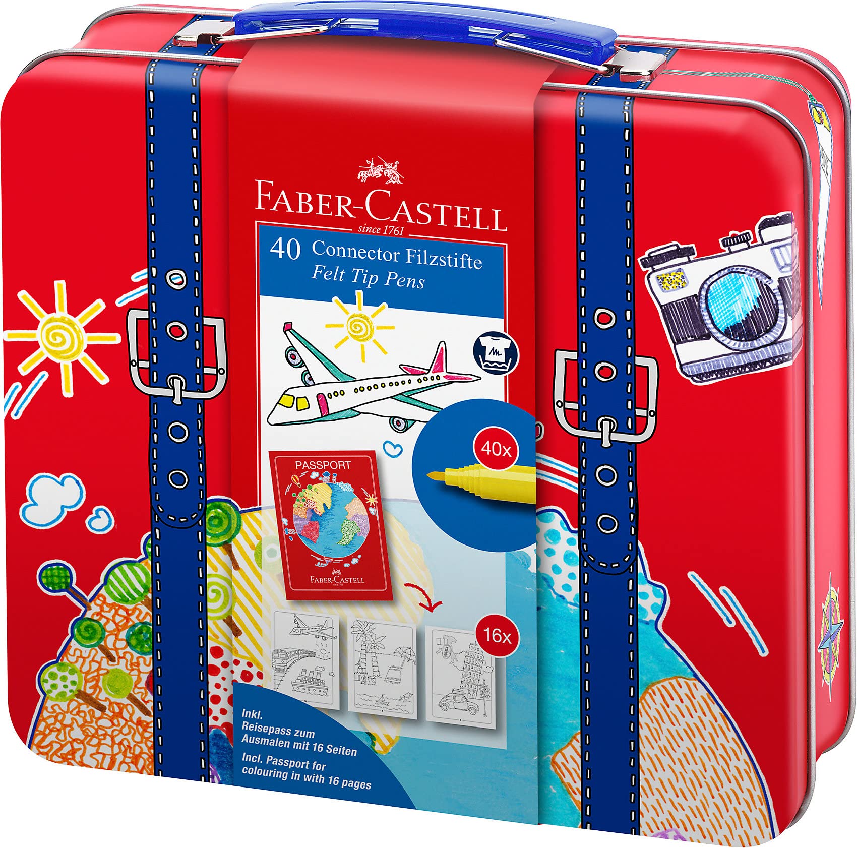 Faber-Castell - Connector Fibre-tip pen in suitcase, 40 pc (155535