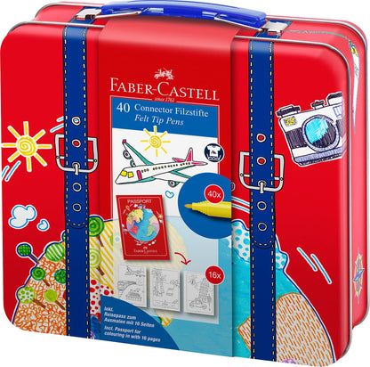 Faber-Castell - Connector Fibre-tip pen in suitcase, 40 pc (155535