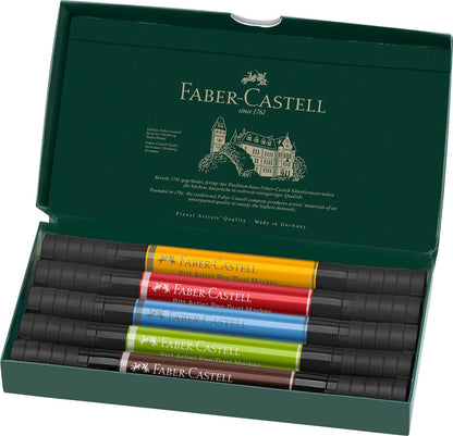 Faber-Castell PITT Artist Pen Dual Marker India Ink - Wallet of 5, 162005, Multi, 5er