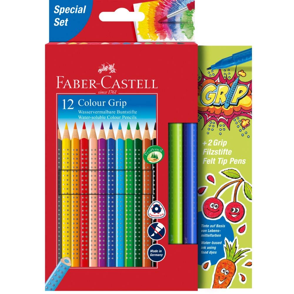 Faber-Castell Colour Grip Set of 12 + 2 Grip Colour Markers