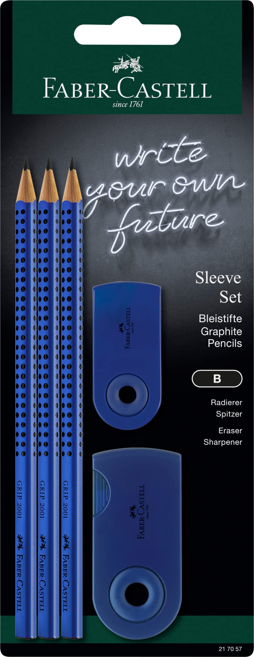 FABER-CASTELL GRIP 2001 Bleistift-Set B blau 1 Set