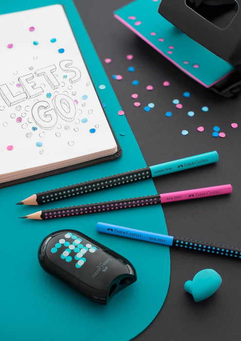 FABER-CASTELL 511912 Jumbo Grip Two Tone - Lápiz (HB, 1 unidad), color negro y turquesa