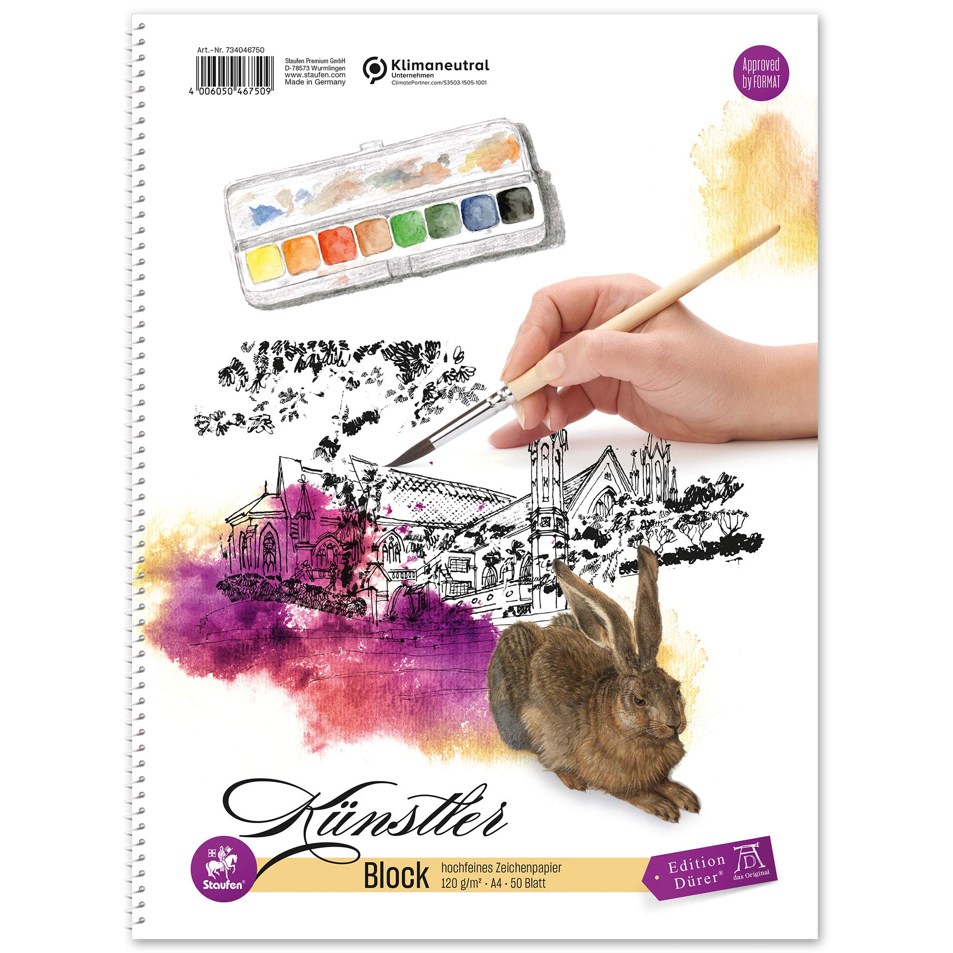 Staufen Edition Dürer Collegeblock - für Künstler, DIN A4, blanko, 50 Blatt, starkes 120g/m² Papier, 1 Stück