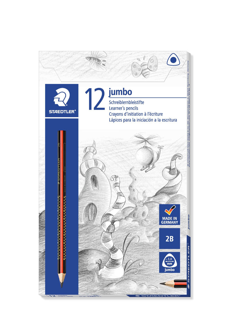 STAEDTLER 1285-1 Noris Club Jumbo Learning to Write Pen, Hardness 2B, Katon Case with 12 Pieces (Pack of 1