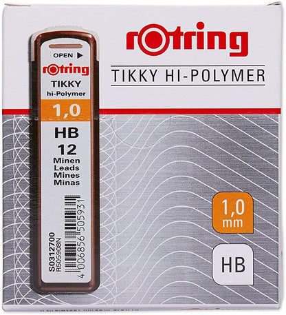 rOtring Lead Refills Hi-Polymer for Fine Mechanical Pencils 1.00mm HB (12 Leads