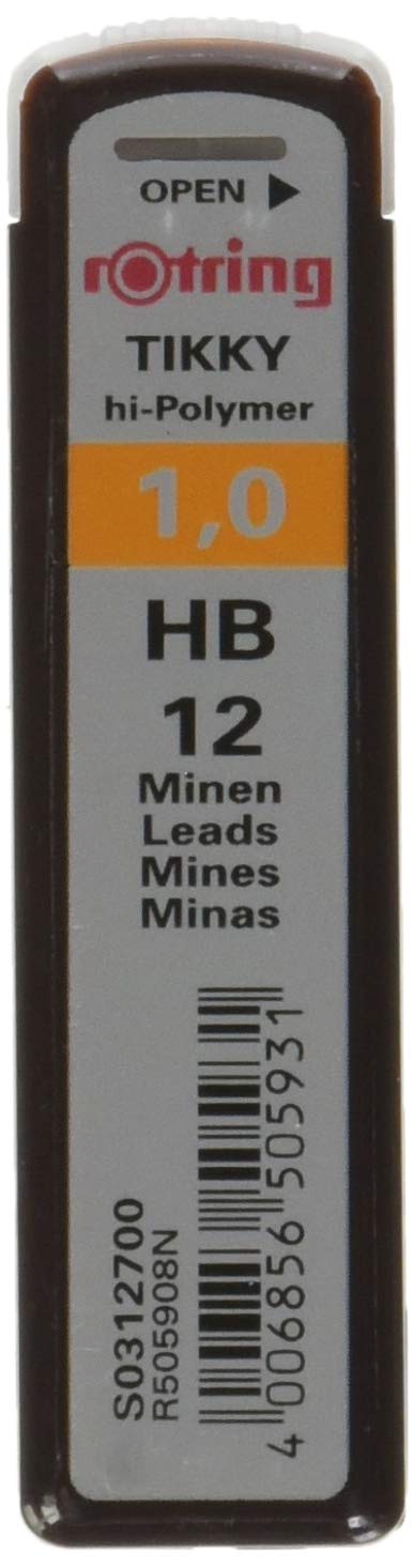 rOtring Lead Refills Hi-Polymer for Fine Mechanical Pencils 1.00mm HB (12 Leads