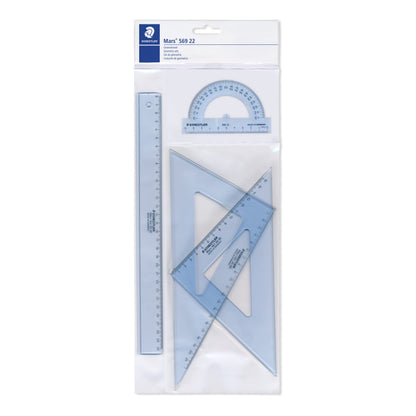 STAEDTLER 569 22 Mars Geometry Set with Ruler, Protractor & Set Squares (Pack of 4 Pieces