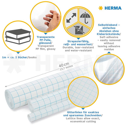 Herma – 7005 Adhesive Films, 1 roll 5 m x 40 cm, transparent, Glossy
