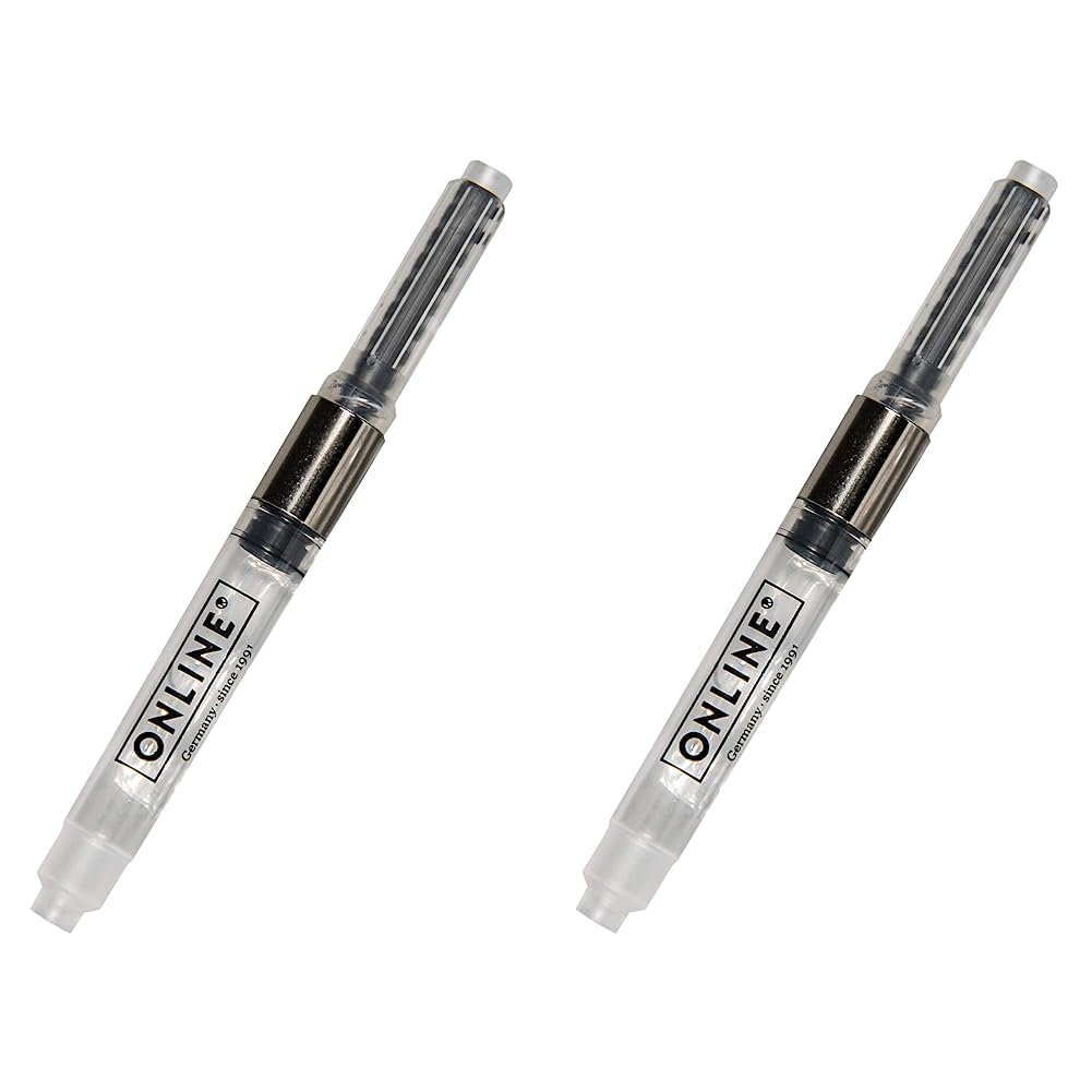 Online Schreibgerate ONLINE Standard Ink Converter │ Cartridge Converter Made of Synthetic Material │ fits Standard Fountain pens and Rollerball pens │ refillable,Black (Pack of 2