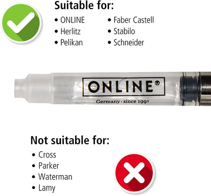 Online Schreibgerate ONLINE Standard Ink Converter │ Cartridge Converter Made of Synthetic Material │ fits Standard Fountain pens and Rollerball pens │ refillable,Black (Pack of 2