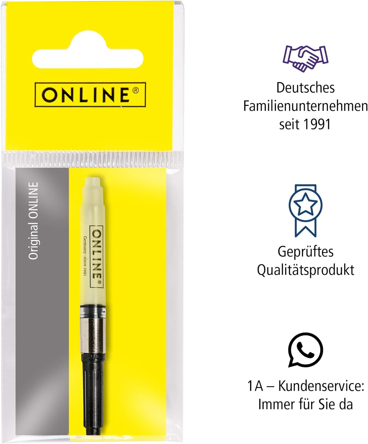 Online Schreibgerate ONLINE Standard Ink Converter │ Cartridge Converter Made of Synthetic Material │ fits Standard Fountain pens and Rollerball pens │ refillable,Black (Pack of 2