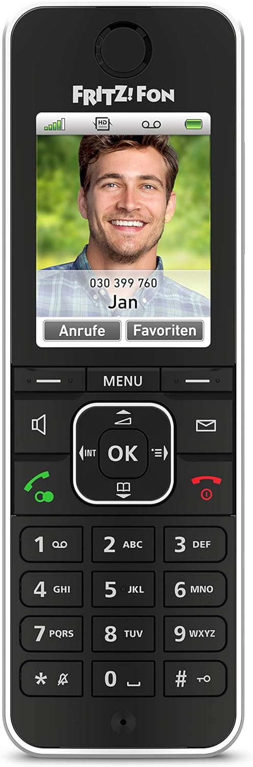 AVM FRITZ!Fon C6 Black DECT-Komforttelefon (hochwertiges Farbdisplay, HD-Telefonie, Internet-/Komfortdienste, Steuerung Fritz!Box-Funktionen) schwarz, deutschsprachige Version