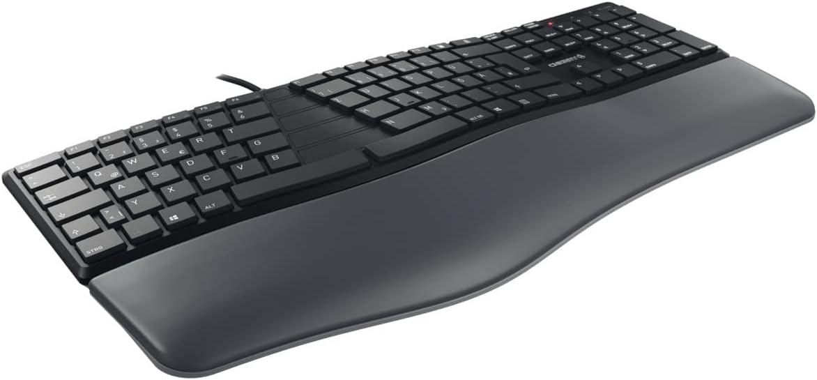 CHERRY KC 4500 ERGO, ergonomic keyboard, German layout (QWERTZ), wired, padded palm rest with memory foam, curved keypad
