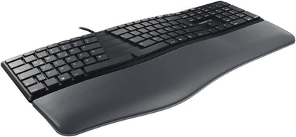 CHERRY KC 4500 ERGO, ergonomic keyboard, German layout (QWERTZ), wired, padded palm rest with memory foam, curved keypad