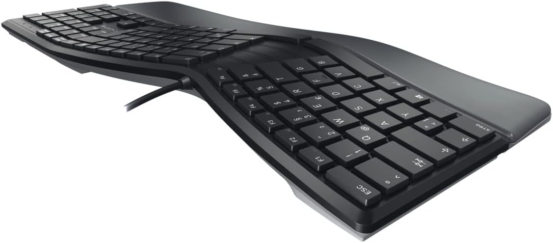 CHERRY KC 4500 ERGO, ergonomic keyboard, German layout (QWERTZ), wired, padded palm rest with memory foam, curved keypad
