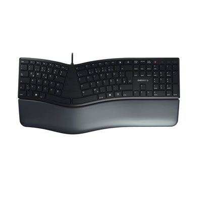 CHERRY KC 4500 ERGO, ergonomic keyboard, German layout (QWERTZ), wired, padded palm rest with memory foam, curved keypad