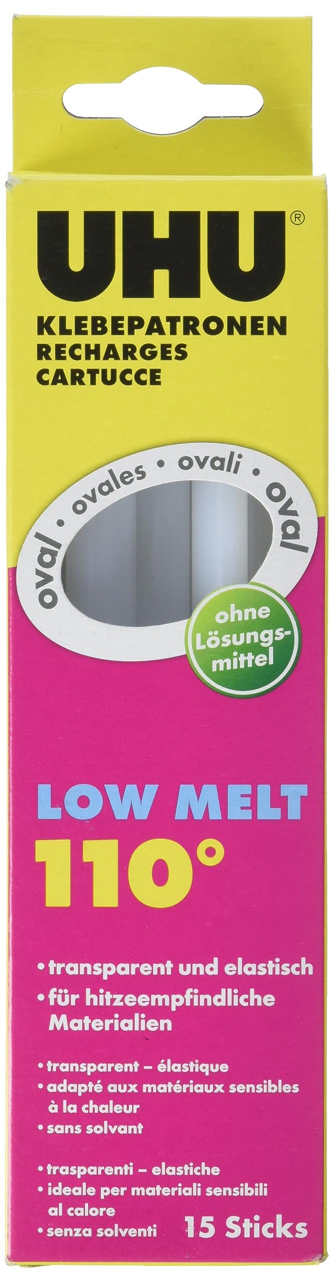 UHU Low-Temperature Glue Gun (Creative, Low Melt 110°C), 48630 Glue Cartridge 200 g