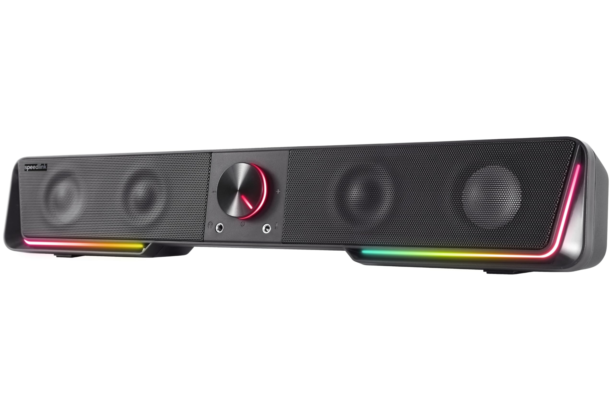 Speedlink Gravity RGB Stereo Soundbar - Speaker with Bluetooth Connection for Smartphone/Tablet - RGB Lighting - Headphone and Microphone Jack - Black