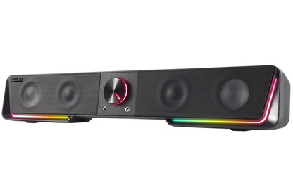 Speedlink Gravity RGB Stereo Soundbar - Speaker with Bluetooth Connection for Smartphone/Tablet - RGB Lighting - Headphone and Microphone Jack - Black
