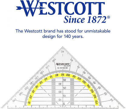 Westcott Set Square, Plastic, 14 cm, Transparent, Other Styles Available 1 Items 14 cm/ohne Griff
