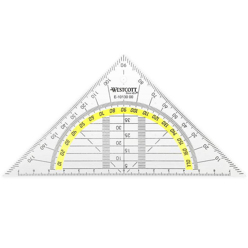 Westcott Set Square, Plastic, 14 cm, Transparent, Other Styles Available 1 Items 14 cm/ohne Griff