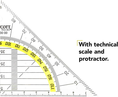 Westcott Set Square, Plastic, 14 cm, Transparent, Other Styles Available 1 Items 14 cm/ohne Griff