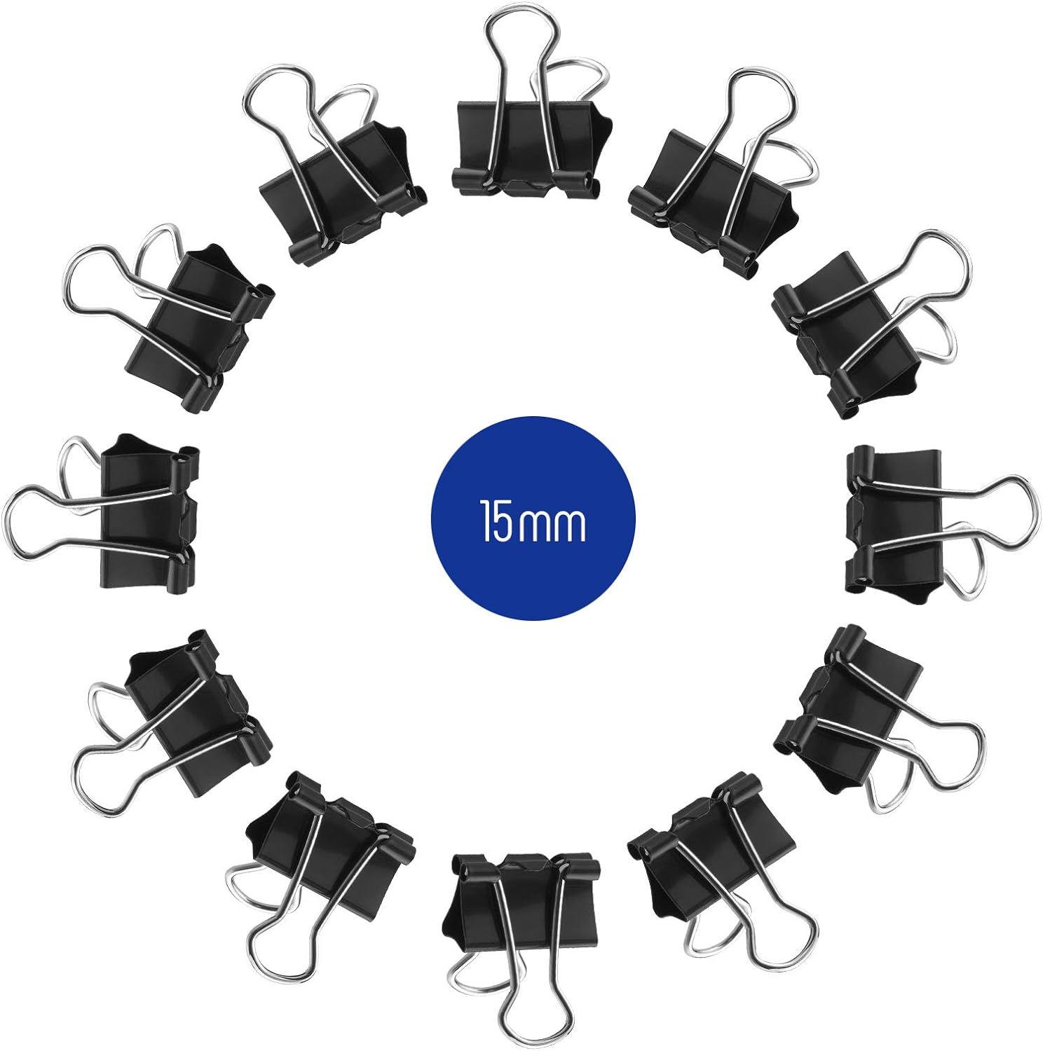Westcott E-10700 00 Foldback Clips 15 mm, Black 15 mm Black