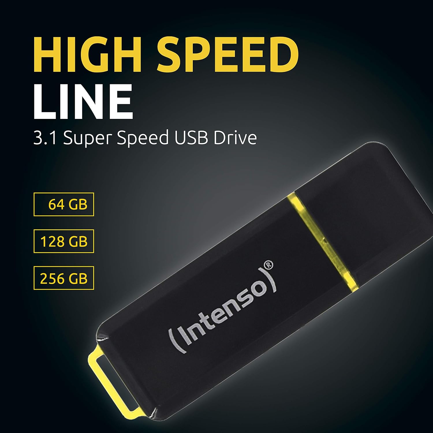 Intenso High Speed Line - Memoria USB 256 GB 3.1 (3.1 Gen 1) Conector USB Tipo A, Negro/Amarillo