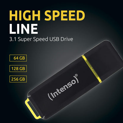 Intenso High Speed Line - Memoria USB 256 GB 3.1 (3.1 Gen 1) Conector USB Tipo A, Negro/Amarillo