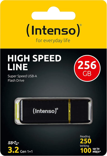 Intenso High Speed Line - Memoria USB 256 GB 3.1 (3.1 Gen 1) Conector USB Tipo A, Negro/Amarillo