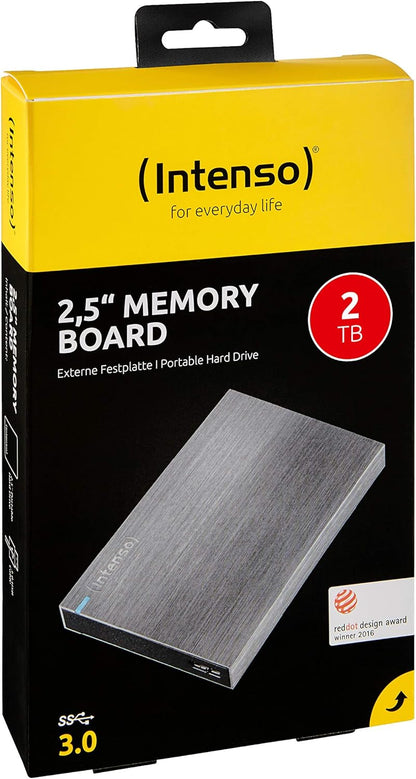 Intenso 6028680 Memory Board Portable Hard Drive 2TB, Portable External Hard Drive 2TB - 2.5 Inch, 5400 rpm, 8 MB Cache, USB 3 Anthracite